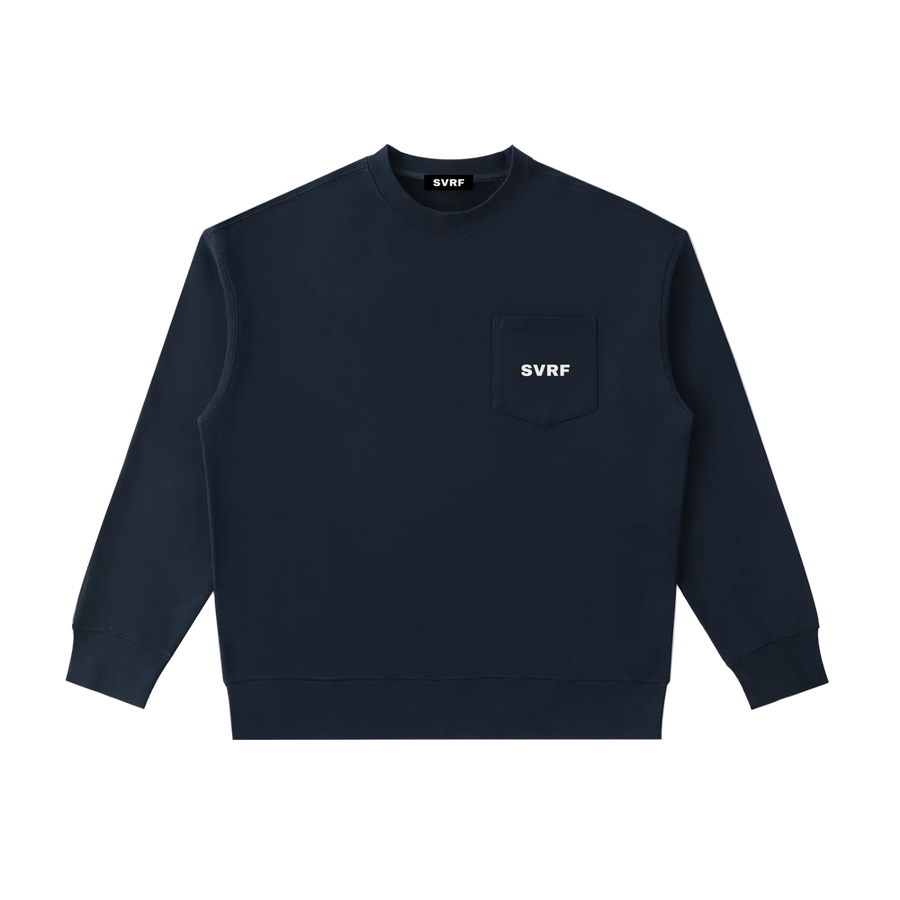 SVRF Pocket Crew sweatshirt in Royal Blue, shown from the front with a small SVRF logo
