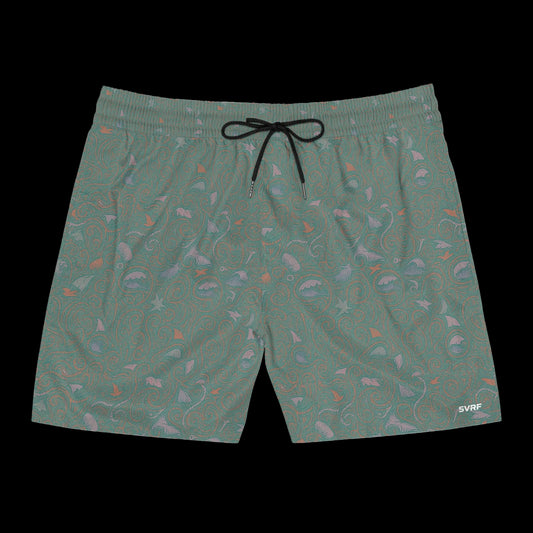 Men's Paisley wave Mid-Length Swim Shorts (AOP)