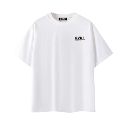 SVRF Forecast Tee in white, front view with small SVRF chest print