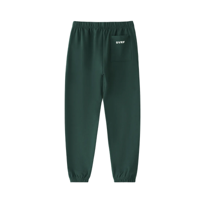 Forest green SVRF Core Sweatpants, back, showing the rear patch pocket and cuffed ankles