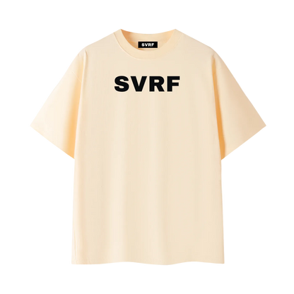 SVRF Big Logo Tee in apricot, front view with large SVRF chest print