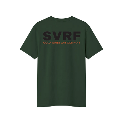 SVRF Core Tee in Olive, shown from the back