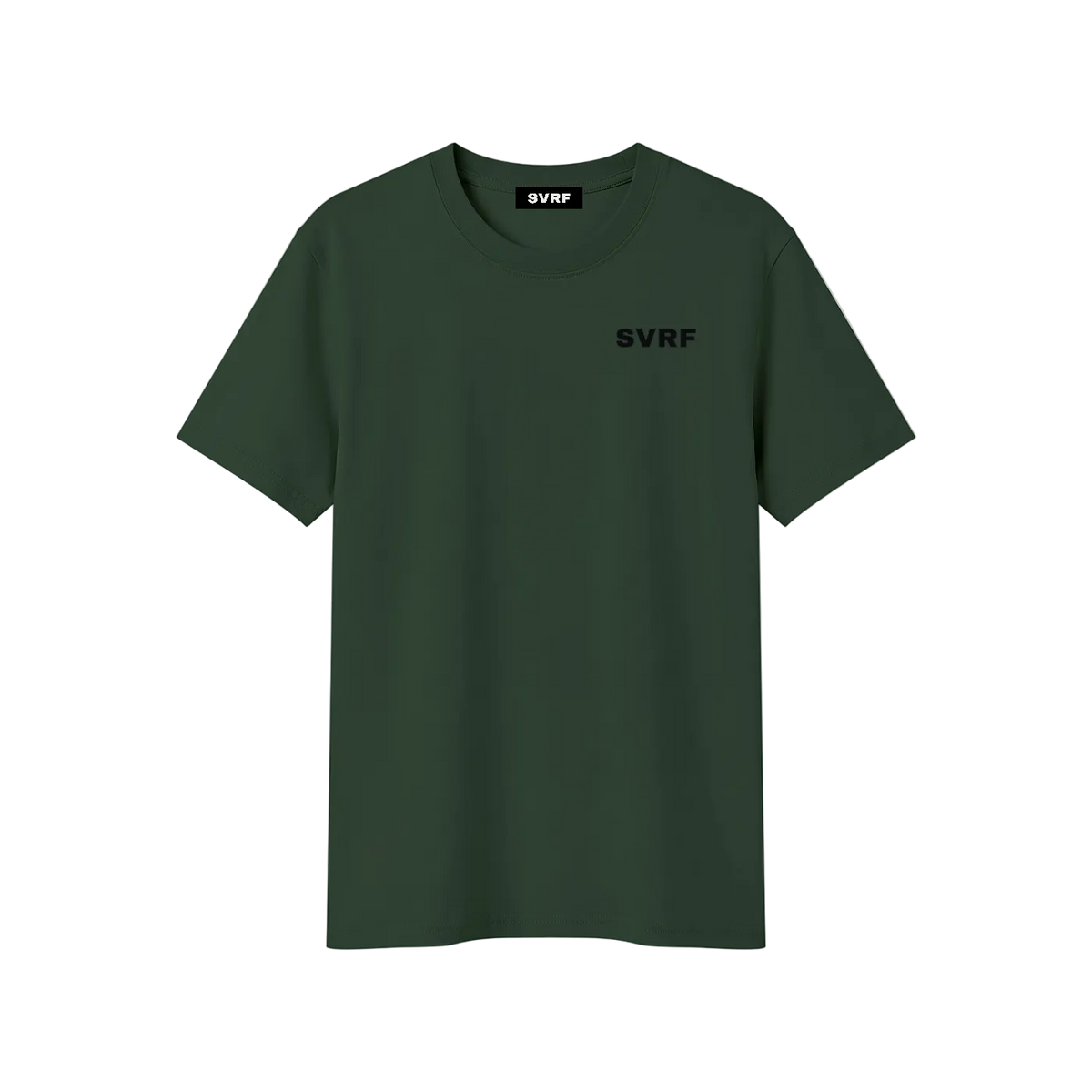 SVRF Core Tee in Olive, a muted green cotton-Sorona t-shirt, shown from the front