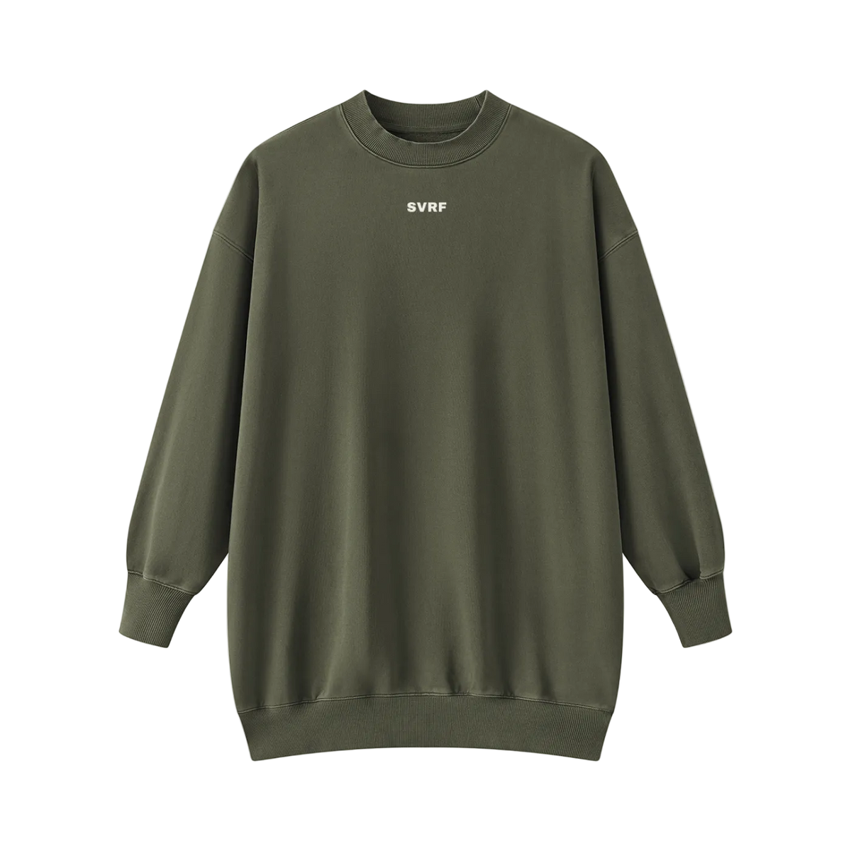 SVRF Sweater Dress in Olive, front