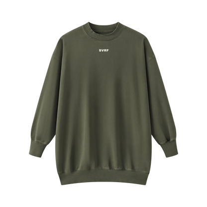 SVRF Sweater Dress in Olive, front