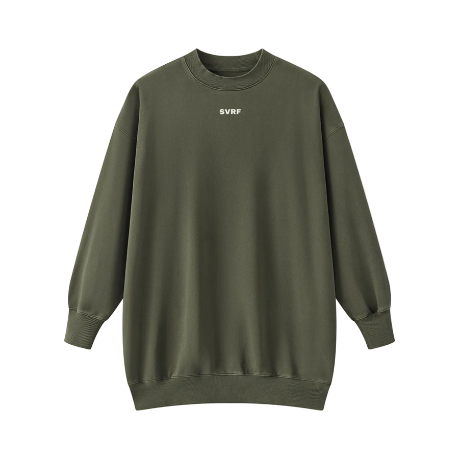 SVRF Sweater Dress in Olive, front