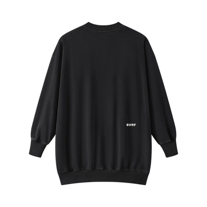 SVRF Sweater Dress in Black, back, small SVRF wordmark low on the back
