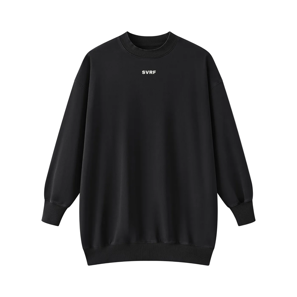 SVRF Sweater Dress in Black, front, small SVRF chest wordmark