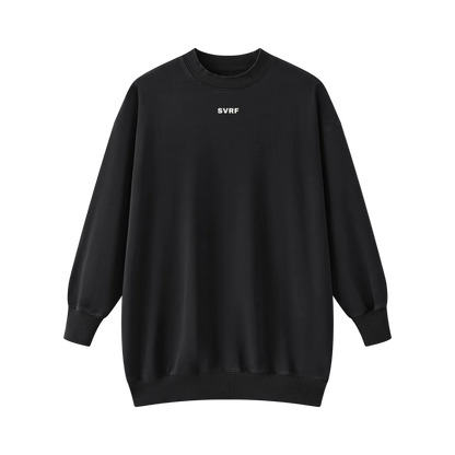 SVRF Sweater Dress in Black, front, small SVRF chest wordmark