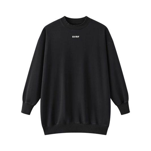 SVRF Sweater Dress in Black, front, small SVRF chest wordmark