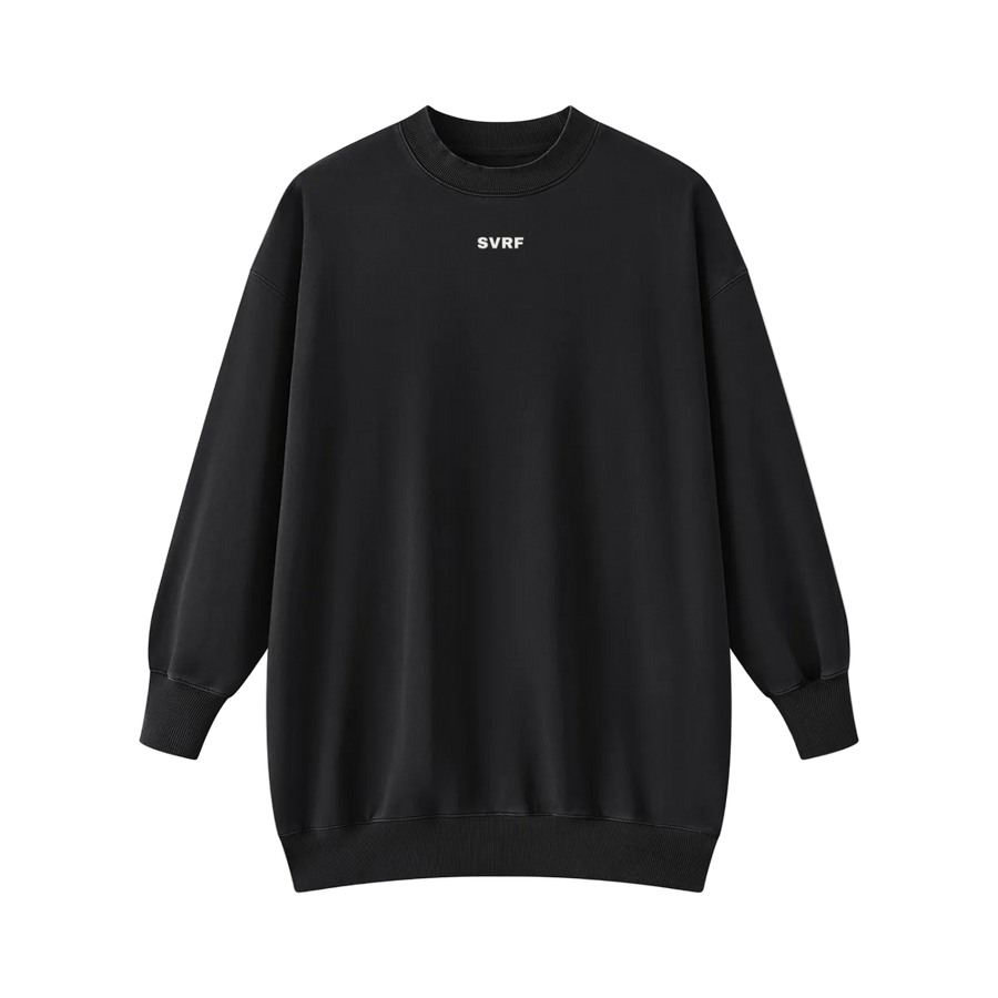 SVRF Sweater Dress in Black, front, small SVRF chest wordmark