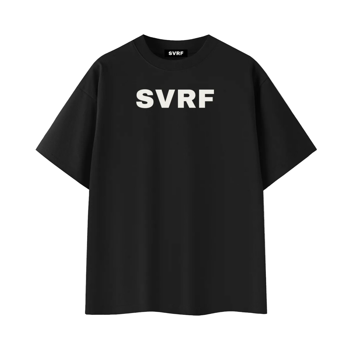 SVRF Big Logo Tee in black, front view with large SVRF chest print
