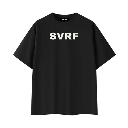 SVRF Big Logo Tee in black, front view with large SVRF chest print