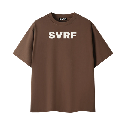 SVRF Big Logo Tee in coffee, front view with large SVRF chest print