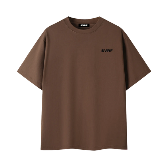 SVRF Core Tee in coffee, front view with small SVRF chest print