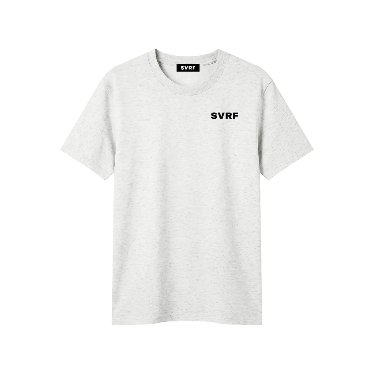 SVRF Core Tee in Grey Marl, a heathered grey cotton-Sorona t-shirt, shown from the front