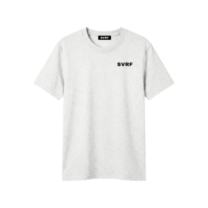 SVRF Core Tee in Grey Marl, a heathered grey cotton-Sorona t-shirt, shown from the front