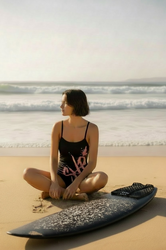 Script One-Piece Swimsuit — Pink Graffiti Design