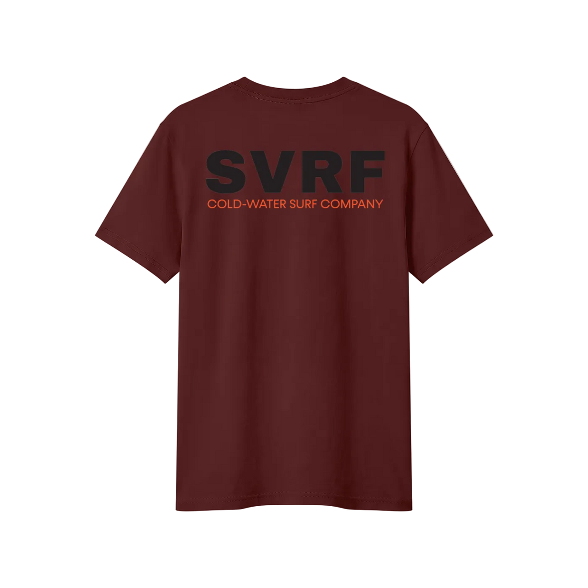 SVRF Core Tee in Claret, shown from the back