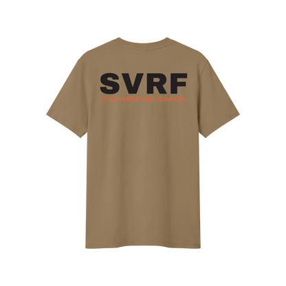 SVRF Core Tee in Khaki, shown from the back