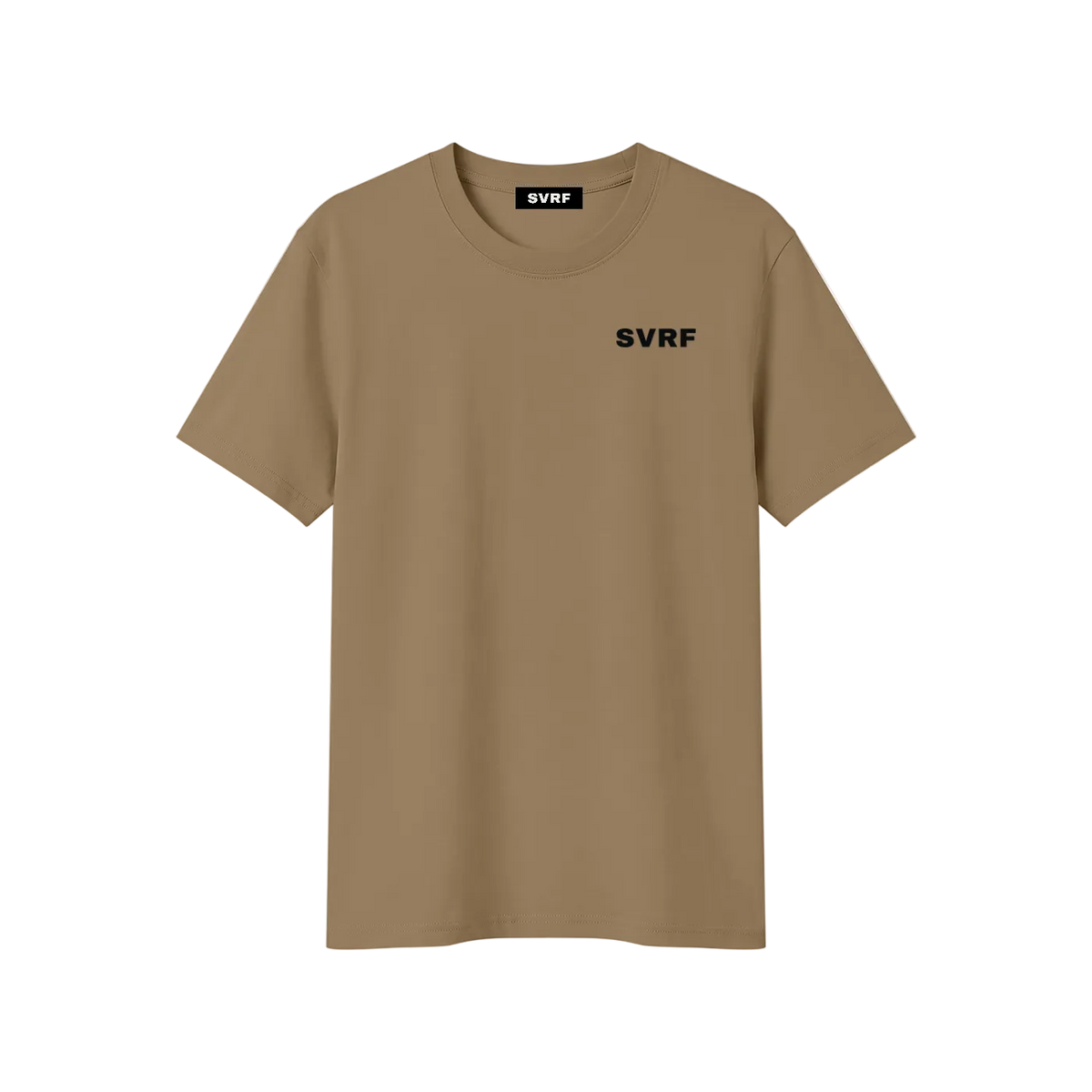 SVRF Core Tee in Khaki, a cotton-Sorona t-shirt, shown from the front