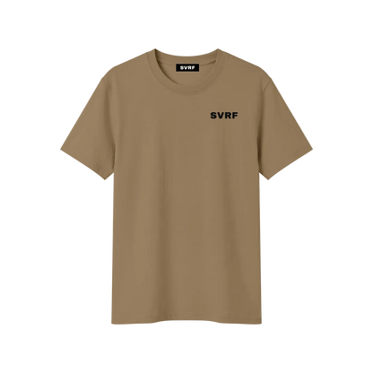 SVRF Core Tee in Khaki, a cotton-Sorona t-shirt, shown from the front