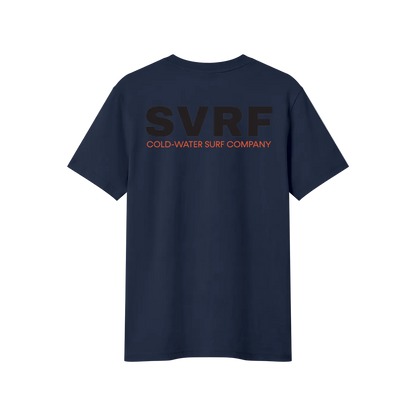 SVRF Core Tee in Navy, shown from the back