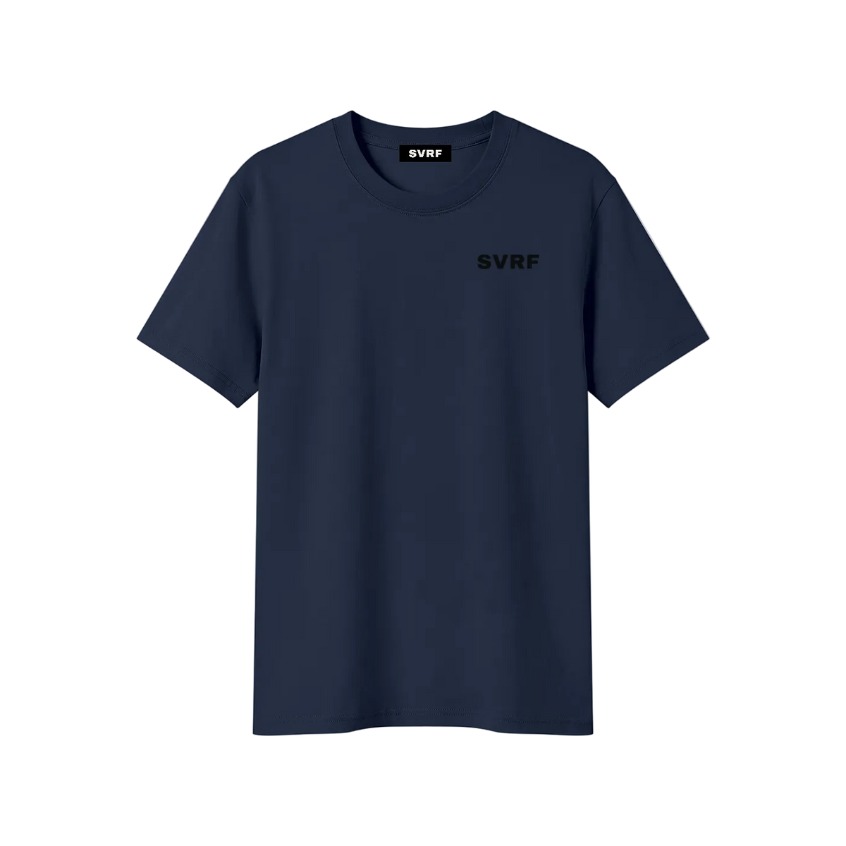 SVRF Core Tee in Navy, a dark blue cotton-Sorona t-shirt, shown from the front