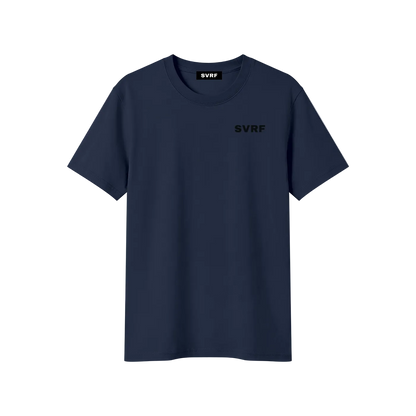 SVRF Core Tee in Navy, a dark blue cotton-Sorona t-shirt, shown from the front