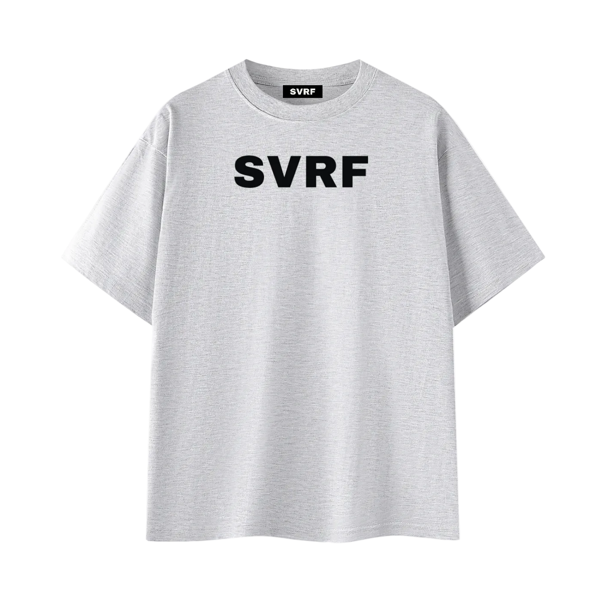 SVRF Big Logo Tee in grey marl, front view with large SVRF chest print