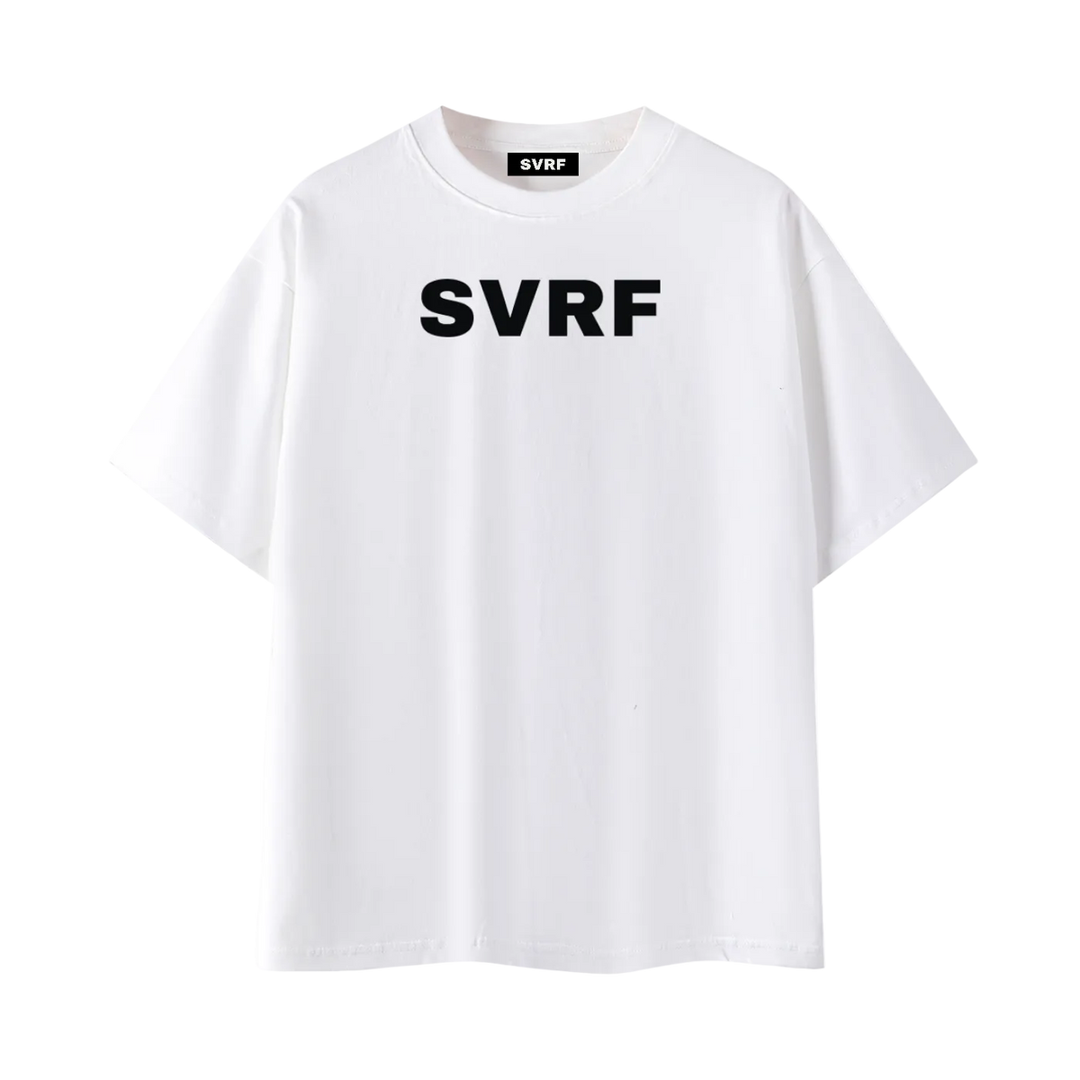 SVRF Big Logo Tee in white, front view with large SVRF chest print