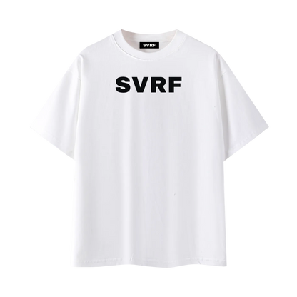 SVRF Big Logo Tee in white, front view with large SVRF chest print