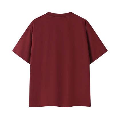 SVRF Big Logo Tee in claret, back view, plain