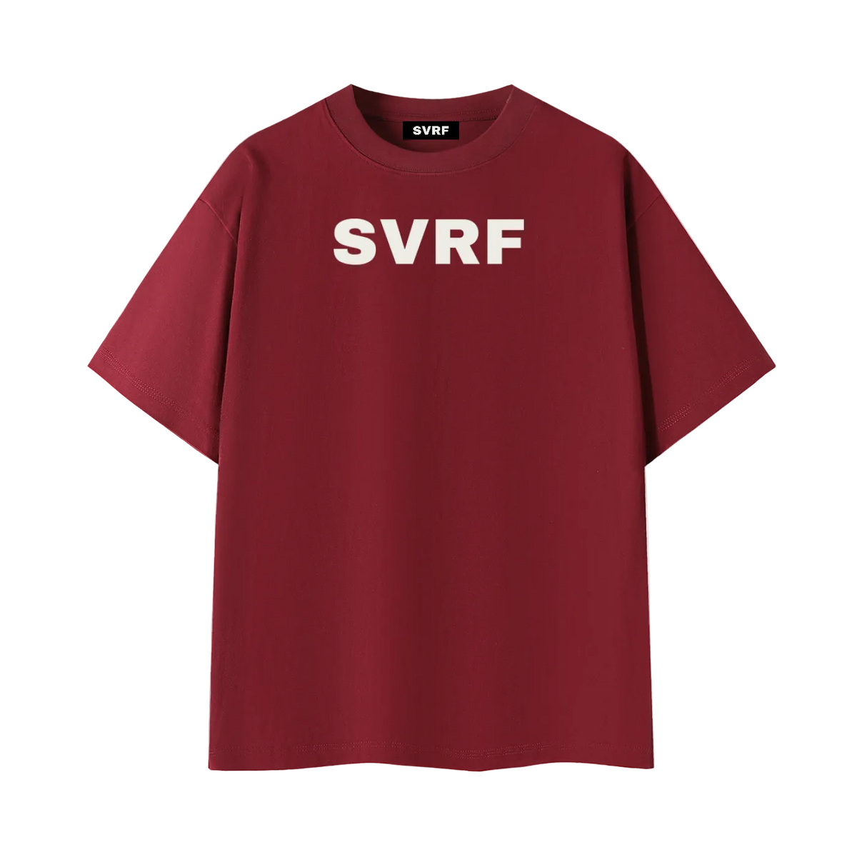 SVRF Big Logo Tee in claret, front view with large SVRF chest print