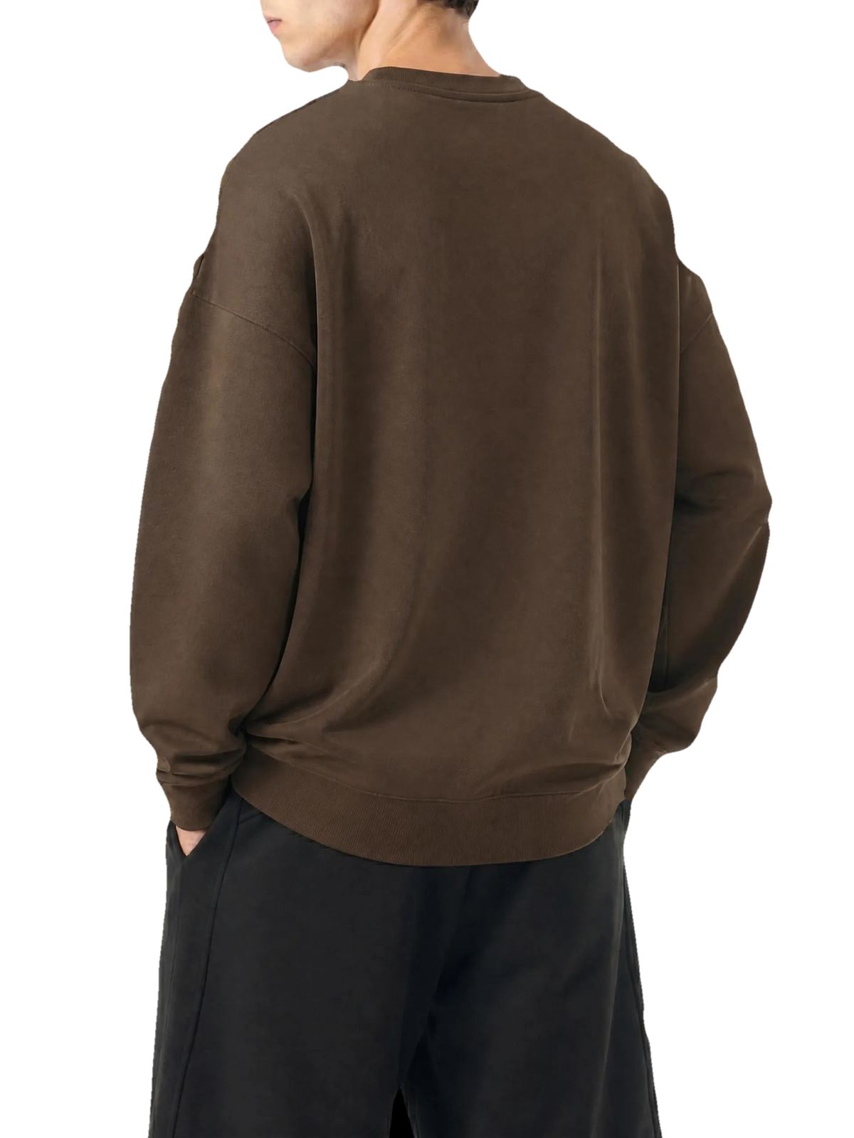 SVRF Seal Pocket Crew in coffee, back view, plain
