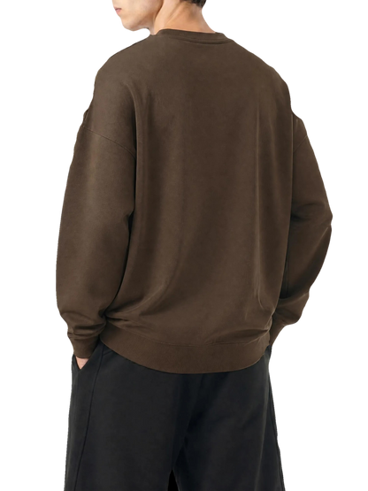 SVRF Seal Pocket Crew in coffee, back view, plain