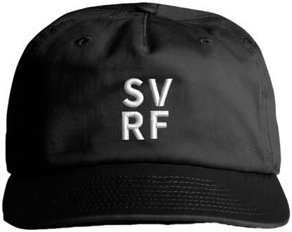 SVRF Stacked Cap in Black with off-white SV / RF embroidery
