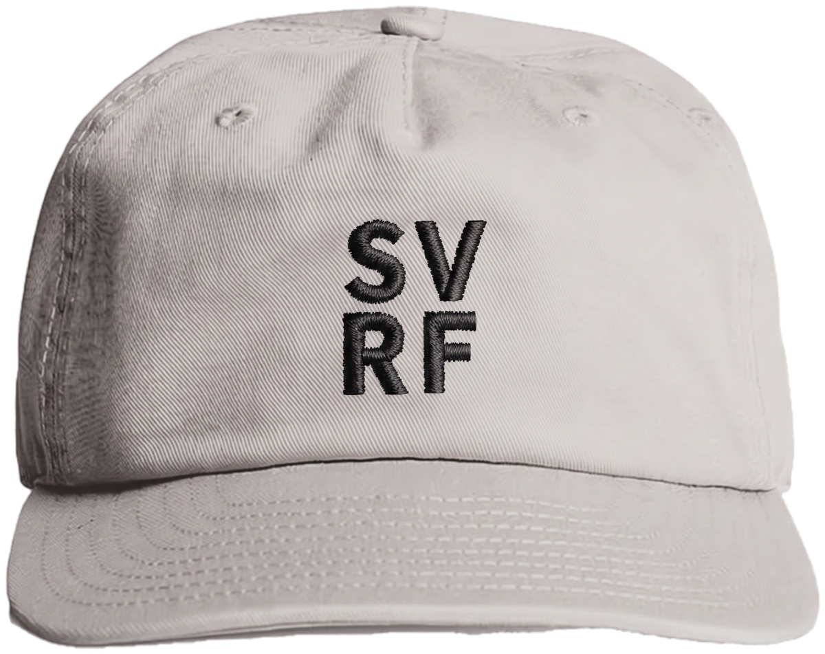 SVRF Stacked Cap in Bone with black SV / RF embroidery